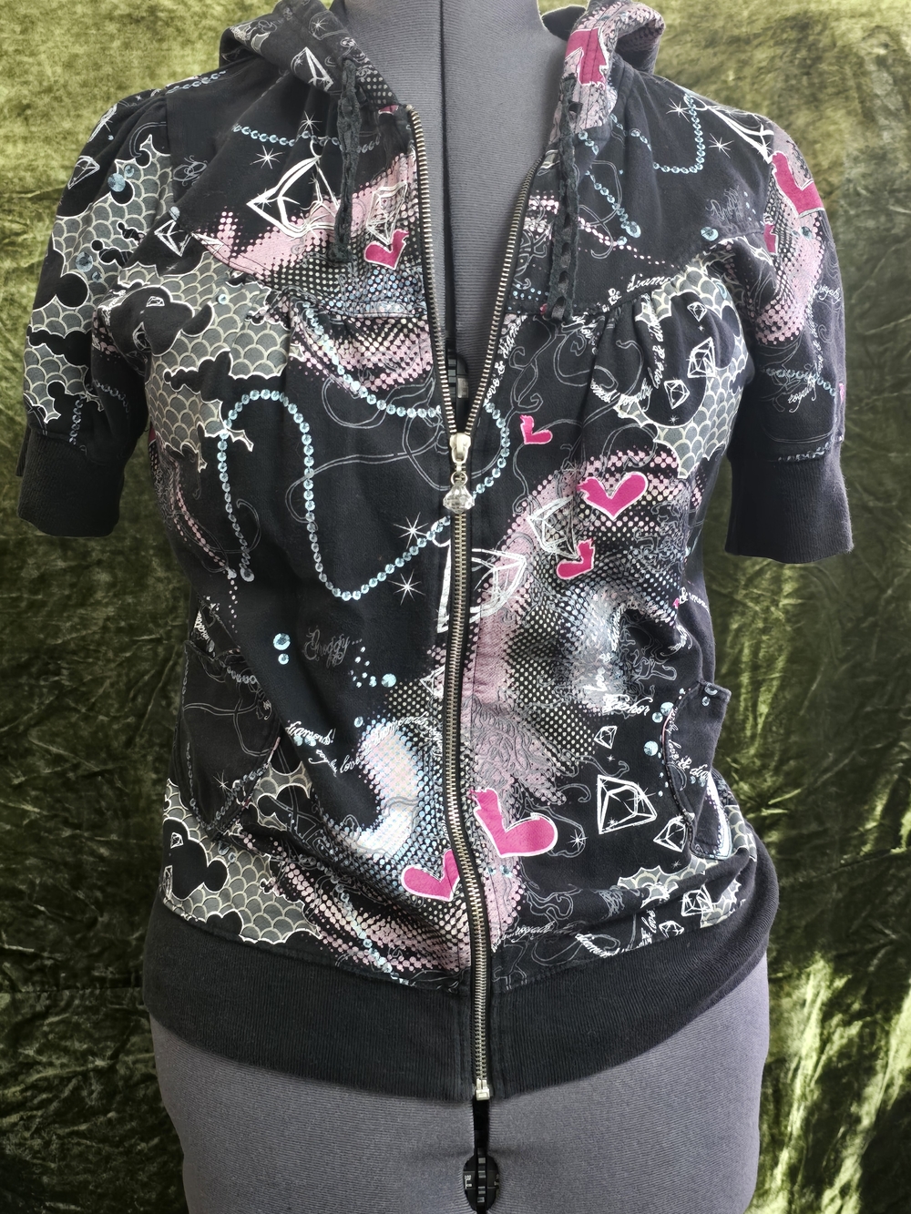 Black & Pink Graphic Zip Hoodie - Women